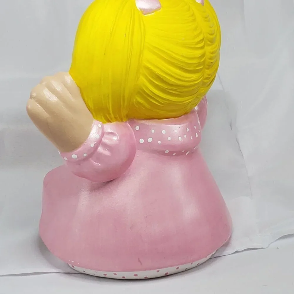 Cabbage Patch Kids Ceramic Figure hand painted Pink Blonde Girl 7.5 inches Tall